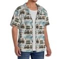 thumbnail image 3 of Lafuoo Transport Train Pattern Men's Cuban Collar Short Sleeve Shirt, Button-Down Resort Beach Pocket Shirt-Medium, 3 of 7