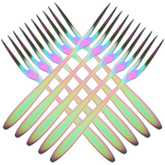 WHAMVOX 10pcs Stainless Steel Fruit Forks Reusable Appetizer Picks Assorted Color for Parties and Dining