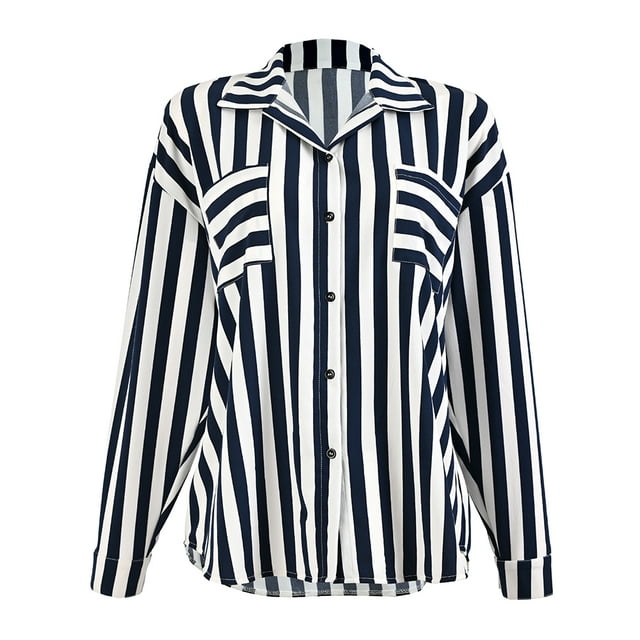 Blusa George para Dama, Manga Larga con Bolsas Parche Marino Talla EG