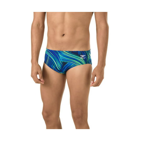 SPEEDO Men's Endurance+ Turbo Stroke Swim Briefs, Blue/Green, Sz (Best Swimming Stroke For Fitness)