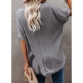 thumbnail image 3 of Asyoly Womens Tops Summer Plus Size V Neck Shirts Short Sleeve Waffle Knit Shirts Cotton T Shirts Solid Color Loose Tee Blouse, 3 of 7