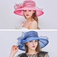 thumbnail image 5 of Meoldis Elegant Floral Derby Hat for Women – Light Blue Bonnet with Organza Accents, Tea Party & Easter Sunday Church Hat, Lolita Palace-Style Headpiece, 5 of 5