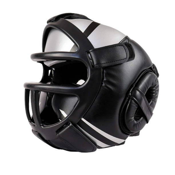 Casco De Boxeo Protector De Cara Completa Para Entrenamiento De Taekwondo Mma L Negro