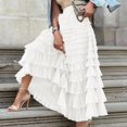 thumbnail image 3 of Womens Long Tulle Skirt A Line Ruffle Tiered Layered Skirts High Waisted Flowy Fairy Tutu Maxi Skirts, 3 of 7
