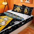 thumbnail image 3 of meiyoeat Cartoon Cat Galaxy Zipper Twin Comforter Sets with Fitted Sheet and 2 Pillowcases For Boys,Space Theme Kitten Print Zipper Bedding Set,Reversible,4-Piece, 3 of 7