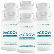 ReGrow Hair Activation Formula - Hair Growth Vitamins with Biotin and Saw Palmetto - Hair Loss Treatments for Women and Men - Thicker and Fuller Hair Supplement, PureHealth Research x6