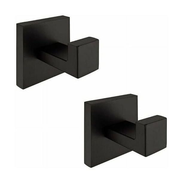 Ganchos para toallas de acero inoxidable de color negro mate, resistentes, para montaje en pared, fácil instalación, soporta hasta 10 kg, ideales para baño y cocina, múltiples aplicaciones, paquete
