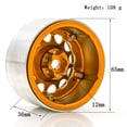 thumbnail image 2 of Riwcyla Aluminum Alloy Wheel Rim Beadlock golden Wheel Rims Hub 4pcs 2.2inch 65*36mm Replacement for Trax4 Trax6 Axial Scx10 Rr10 Wraith 18 110 Remote Control Car, 2 of 6