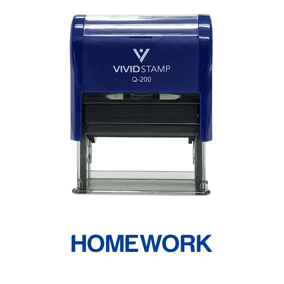 Vivid Stamp Homework Teacher Self Inking Rubber Stamp (Blue Ink) - Medium