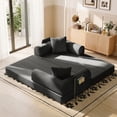 thumbnail image 6 of 78-Inch Gray Corduroy Convertible Sleeper Sofa Bed, High-Density Foam Couch with Storage Bag, Space-Saving for Living Room & Home Office, 6 of 10