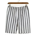 thumbnail image 2 of Casual Shorts for Men Men's Casual Cotton Linen Colorblock Striped Drawstring Mid Waist Shorts with Pocket for Summer White XL, 2 of 6