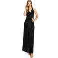 thumbnail image 4 of Love Stitch Women's Minimal V-Neck Maxi Dress (Black, Small), 4 of 5