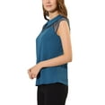 thumbnail image 4 of INSPIRE CHIC Women's Peter Pan Collar Short Sleeve Pullover Blouse L Peacock Blue, 4 of 7
