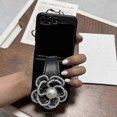 thumbnail image 1 of high qualityWeave Pattern Phone Case with Pearl Flower Wrist Strap for Samsung Galaxy Z Flip 6, 1 of 1