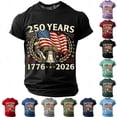 thumbnail image 2 of FUZHIQ Fourth Of July Shirts for Men American Flag Print Cotton Blend 250th Anniversary Shirt Fashion 1776-2026 Crew Neck Tshirt, 2 of 3