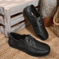 thumbnail image 5 of Walking Shoes Women Wide Width Lace up Boat Shoes Retro Round Toe Soft Leather Loafers Casual Slip on Flat Shoes Black Size 8.5, 5 of 7