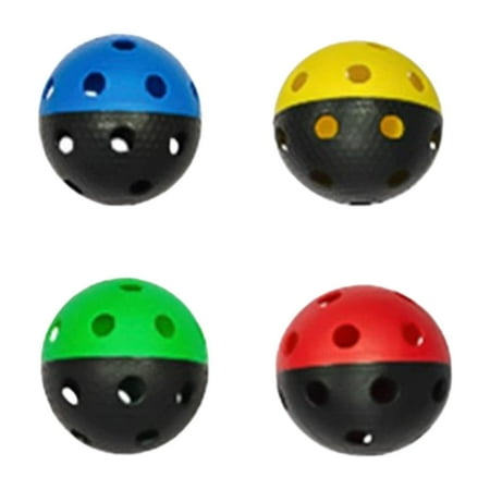 BAOSITY 4 Pieces Floorball Balls Competition Balls Portable Replacement Unihockey Balls Floorballs for Gym Sports Practicing Training 4 Color Black Bottom