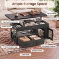 thumbnail image 5 of 40" Farmhouse Lift Top Coffee Table for Living Room, 4 in 1 Storage Coffee Table with Fabric Drawers, Display Cabinet & LED Strip, Small Wood Sofa Side Table, Black, 5 of 9