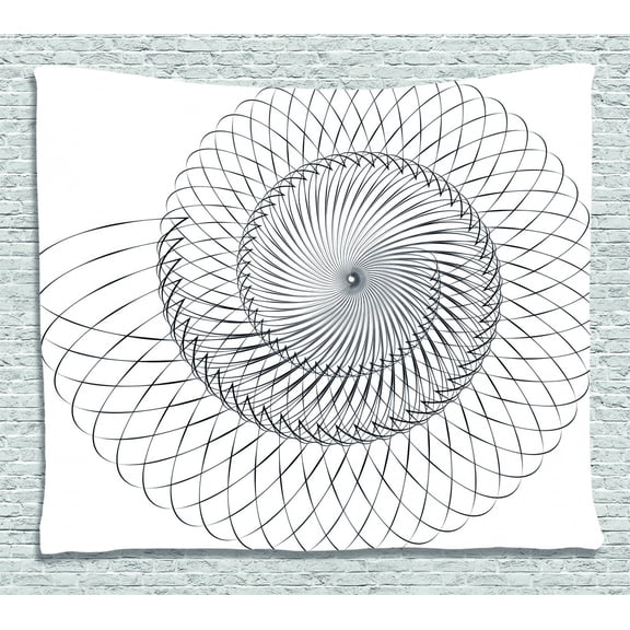 Spires Decor Tapestry, Geometric Helix Spiral Like Underwater Shell with Chambers Cyclic Art Print, Wall Hanging for Bedroom Living Room Dorm Decor, 60W X 40L Inches, Grey White, by Ambesonne