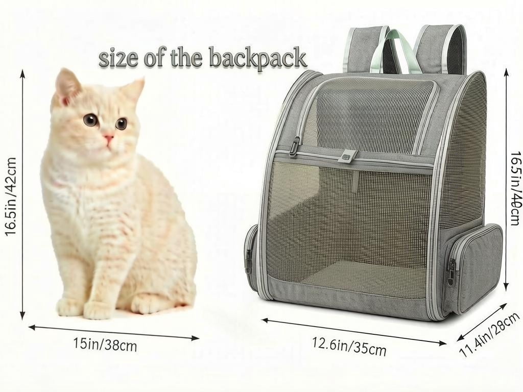Pet Backpack Carrier for Small Dogs & Cats | Up to 15lbs Capacity | Foldable with Breathable Mesh Windows | Ideal for Travel, Hiking & Outdoor Adventures（Gray）