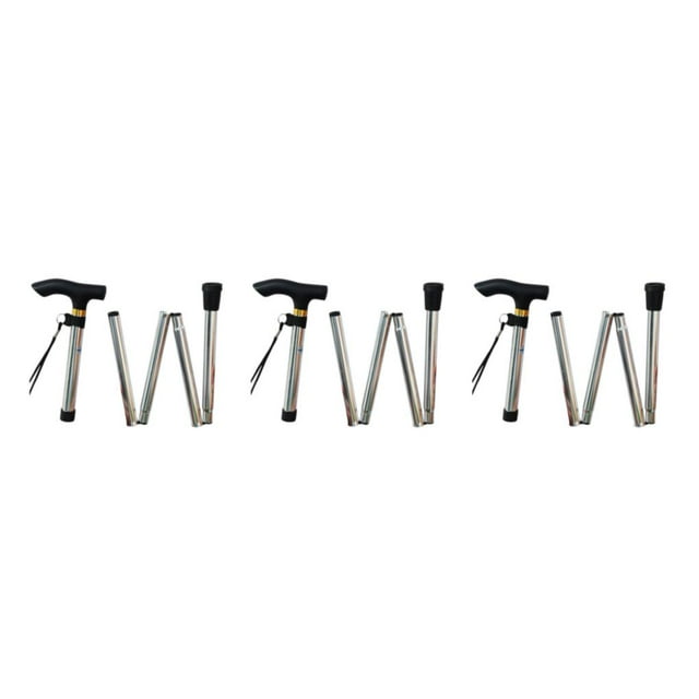 Guardoinrt Béquilles Poteaux de Randonnée 4 Sections Pliantes Antidérapantes Bâtons de Marche Antichoc Accessoires de Randonnée Canne de Sentier Argent Blanc 3 Pcs