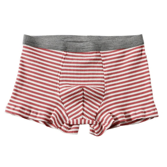 Plebaso Men's Cotton Underwear Striped Boxer Briefs Breathable Underpants with Comfortable Waistband