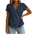 thumbnail image 2 of TGSLY Adjustable Wrap Side Tie Tops for Women Breathable Soft V Neck Short Sleeve Blouses Loose Fit Dressy Casual Solid Color T-Shirts XL, 2 of 8