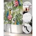 thumbnail image 5 of Split Shower Curtain for Transfer Bench, Summer Fabric Shower Curtains for Bathroom, Botanical Palm Leaves Flower Bird Animals Plants Tub Sliding Transfer Bench Waterproof Bath Curtains 72"x84", 5 of 9