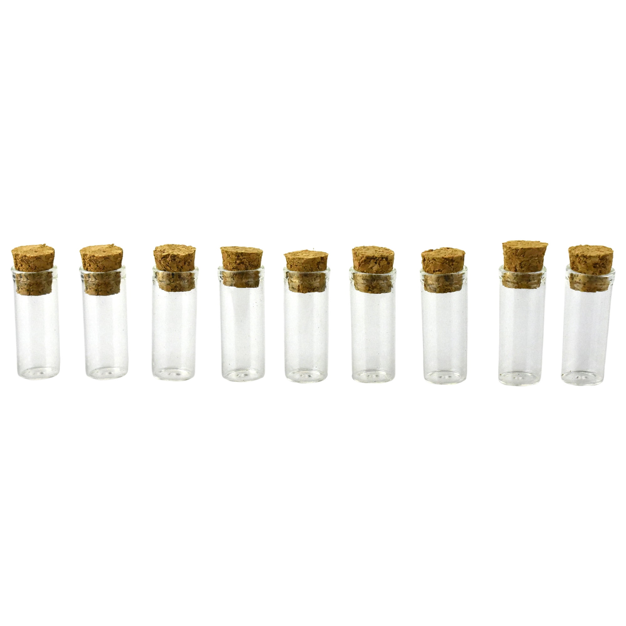 Homeford Mini Glass Vials with Cork Lid, 13/8inch, 9count, Clear