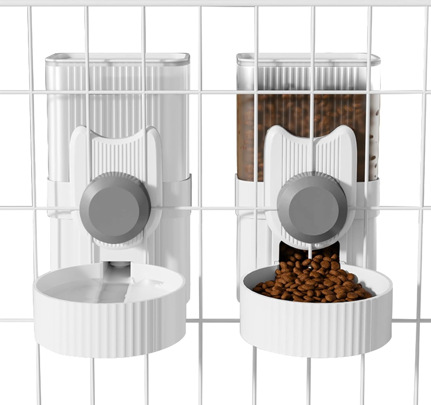 1L Auto Gravity Pet Feeder and Waterer Set Kennel Feeding Station Crate Feeder Dish Adjustable for Rabbit Puppy Cats Ferret