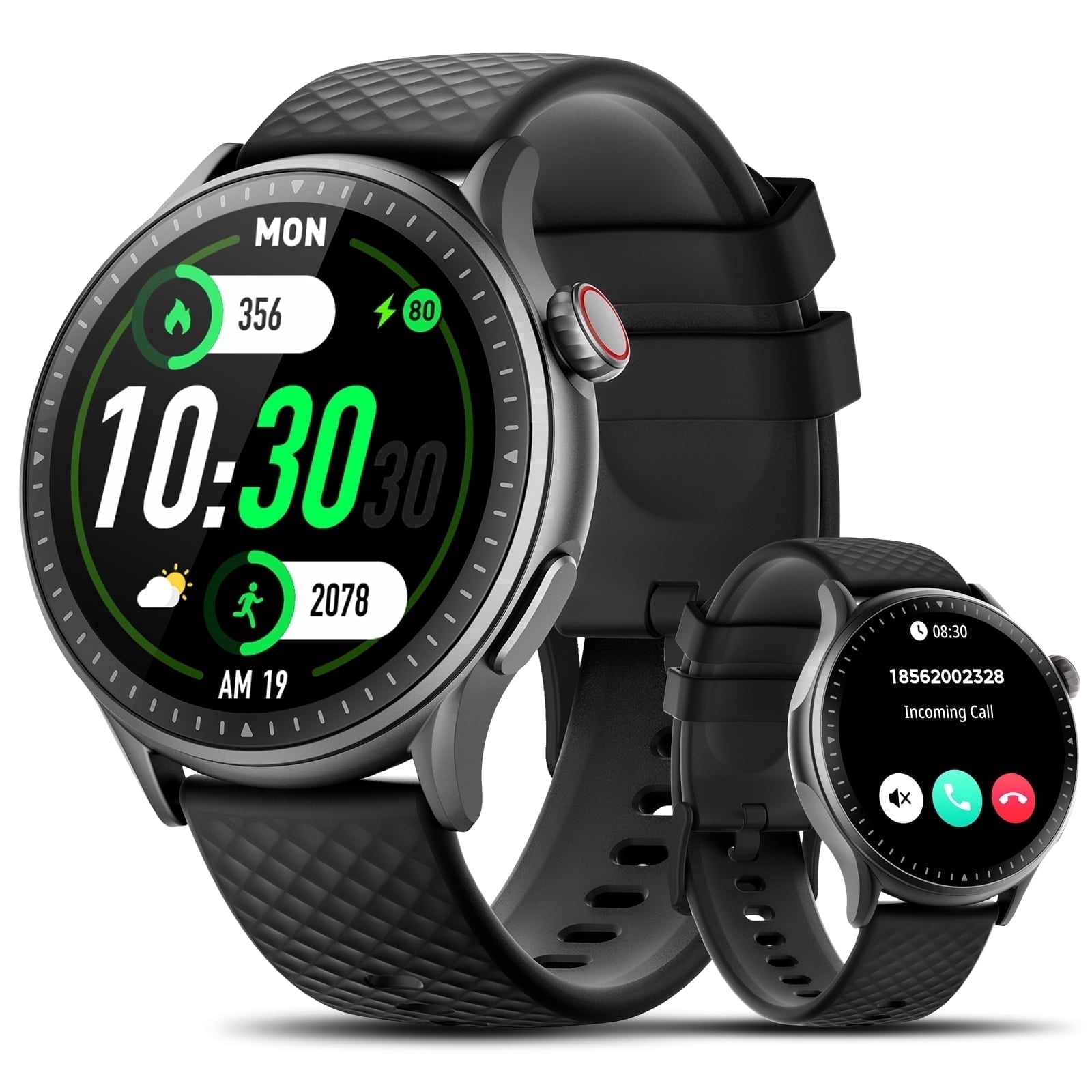 Smart Watch for Men Women, 1.46" Round AMOLED Screen, Bluetooth Calls/Answer, 3ATM Waterproof Smartwatch, Fitness Tracker, Smart Watch Fits for Android and iPhone, 110+ Sport Modes, Gifts for Dad