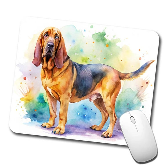 Bloodhound Dog Watercolor Style Mouse Pad Low Profile Gaming Mat
