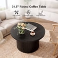 thumbnail image 3 of ROGALIS 31.5" Round Tambour Design Coffee Tables for Living Room, Mid Century Modern Wood Coffee Tablewith Spacious Tabletop, Art Deco Sturdy Circle Coffee Table,Black, 3 of 6