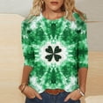thumbnail image 2 of BLVB St. Patrick's Day T-Shirt for Womens Shamrock Printed 3/4 Sleeve Casual Graphic Tee Tops Cute Crewneck Blouses, 2 of 5