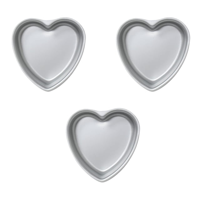 Juego de moldes para tartas Kefyixc de aluminio con forma de corazón, 15 x 5 cm (juego de 3)