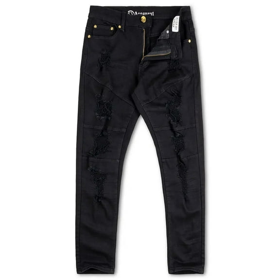 Argonaut Nations Men Skinny Fit Black Ripped Jeans (Black)