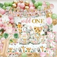 thumbnail image 1 of Cocomigo 184pcs Wild One Birthday Decorations Girl, Wild One Party Decorations Include Plate Banner Backdrop Tablecloth Cake Topper Pink Balloon Arch for Wild One Birthday Decorations, 1 of 7