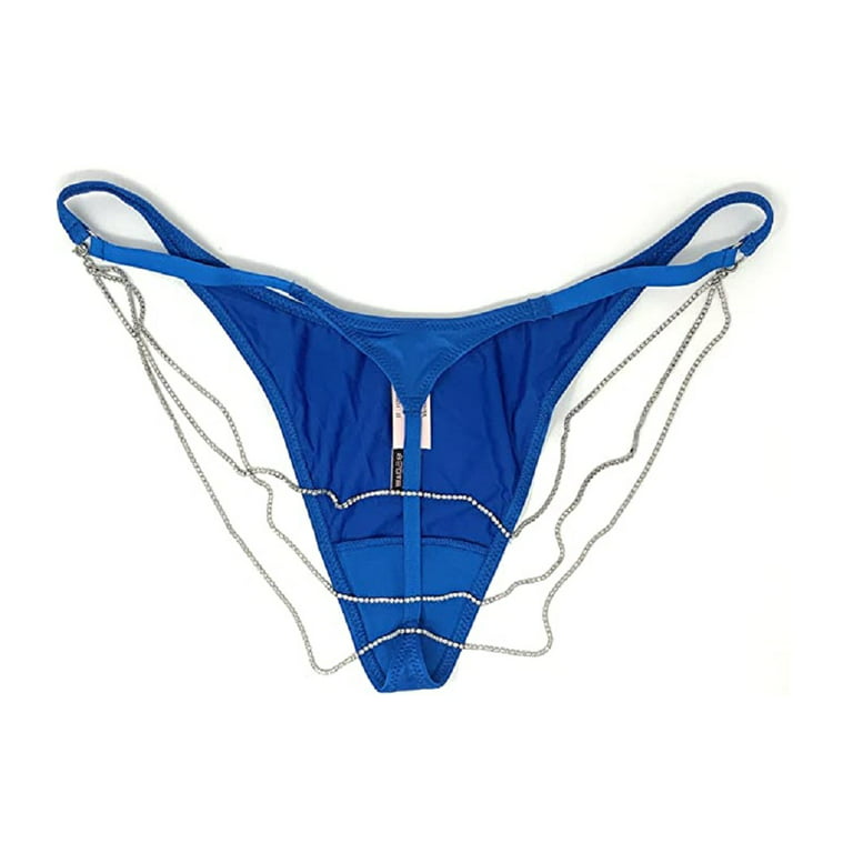 Victoria's Secret Very Sexy Shine V-String Blue Chains Panty Size X-Large  NWT