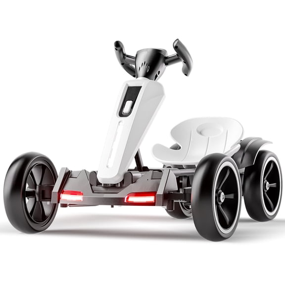 GDF Studio 12V Foldable Electric Kids Go Kart with Adjustable Seat, VA Wheels, White