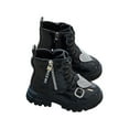 thumbnail image 3 of SIMANLAN Girls Combat Boot Lug Sole Booties Zipper Ankle Boots Kids Casual Short Bootie Girl Winter Warm Shoes Black 11.5little kids, 3 of 9