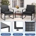 thumbnail image 5 of KROFEM 3-Piece Patio Bistro Set, All-Weather, Outdoor Wicker Furniture with Tempered Glass Table and Waterproof Cushions for Porch, Balcony, Black, 5 of 6