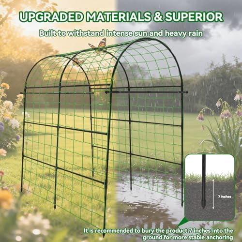 Garden Arch Trellis for Climbing Plants Outdoor - 83" H*71" W*43" L Large Rustproof Garden Trellis, Heavy Duty Grape Trellis, Tunnel Trellis for Melons, Pumpkins, Cucumbers, Peas(Black)