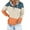 Orange, variant on XIAONU Womens Hoodies Button Polo Collar Color Blocked Hooded Sweatshirt Sporty Pleasure Baggy Long Sleeve Pullover Hoodie With Pockets