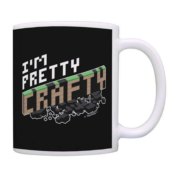 ThisWear Retro Gamer I'm Pretty Crafty World Craft Blocks Coffee Mug Black