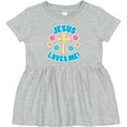 thumbnail image 3 of Inktastic Easter Jesus Loves Me with Cross and Flowers Girls Baby Dress, 3 of 5
