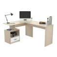 thumbnail image 4 of Inval Merlin L-Shaped Desk with Cubby, Maple and White, 4 of 8