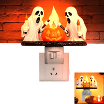Halloween Night Light LED,Ghost Campfire Nightlight,Campfire Flickering Night Lights Plug into Wall,Halloween Decorations for Party,Adults,Kids,Gift