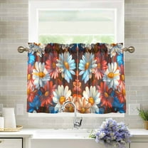 Yayeee Kitchen Curtains Light Filtering 27"x36" Rod Pocket Short Cafe Window Panel, Vibrant Floral