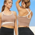 thumbnail image 2 of Everyday Bras for Women Sports Bra Top Teen Sports Bra Womens Fitness Clothes Female Workout Clothes Solid Sports Bra Women's Athletic Tops Womens Sports Bra Tops Long Lined Sports Bra Coffee S, 2 of 9