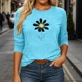 thumbnail image 4 of Floral Tshirts for Women 3/4 Sleeve Casual Tunic Shirts Crew Neck Loose Summer Fall Going Out Outfits Sky Blue, 2XL, 4 of 6